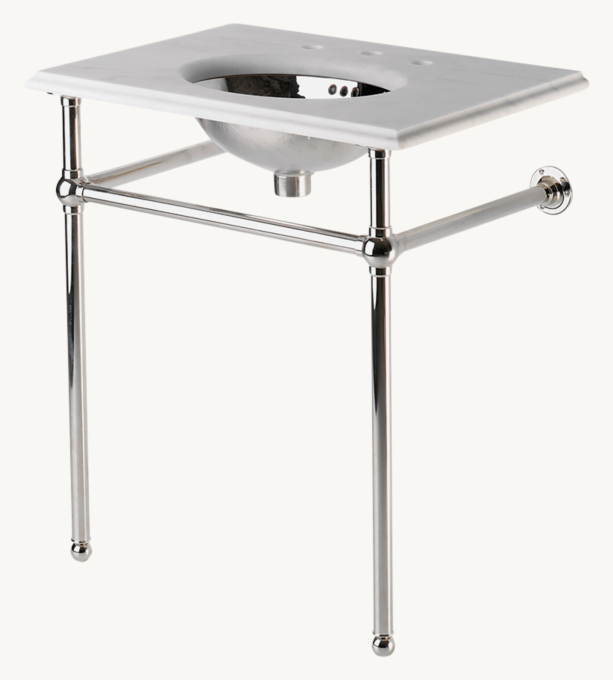 Waterworks Universal Metal Round Two-Leg Single Washstand 