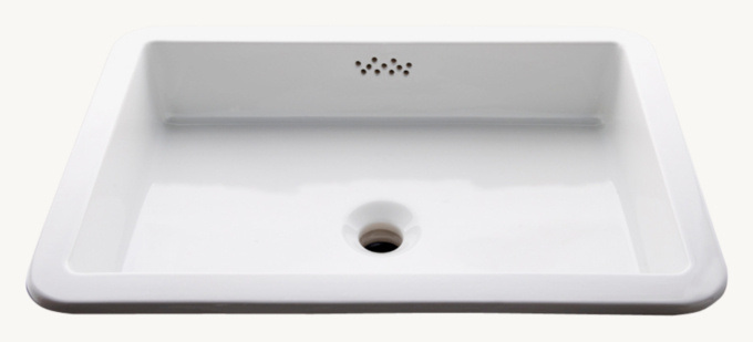 Waterworks Manchester Undermount Rectangular Flat Bottom Vitreous China Lavatory Glazed 