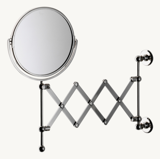 Waterworks Crystal Wall-Mounted 7 1/4\" Dia. Magnifying Extension Mirror