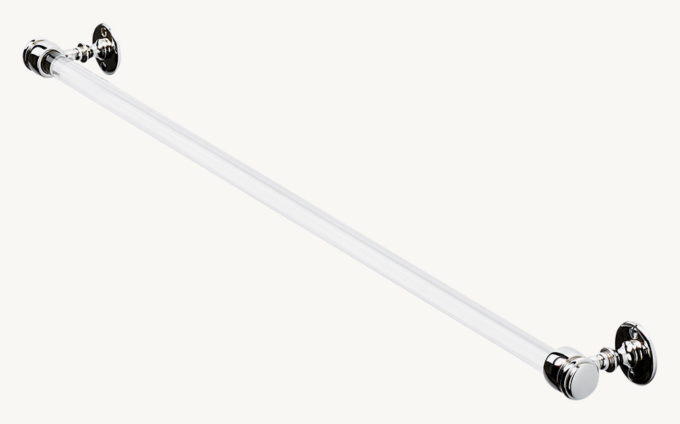 Waterworks Crystal 29\" Single Glass Towel Bar With Metal Ends
