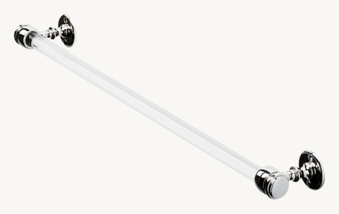 Waterworks Crystal 23\" Single Glass Towel Bar With Metal Ends