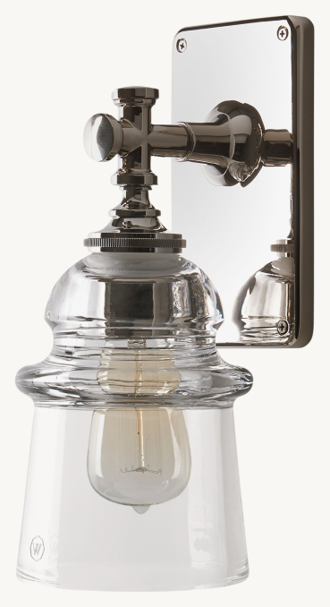 Waterworks Watt Wall-Mounted Single-Arm Sconce With Plain Glass Shade