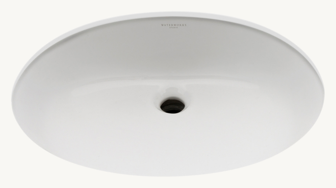 Waterworks Clara Undermount Oval Vitreous China Single Glazed Lavatory Sink