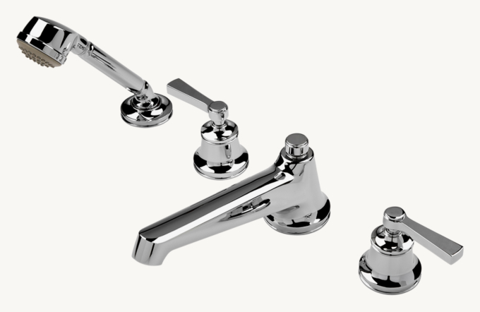 Waterworks Transit Concealed Tub Filler With Handshower and lever handles