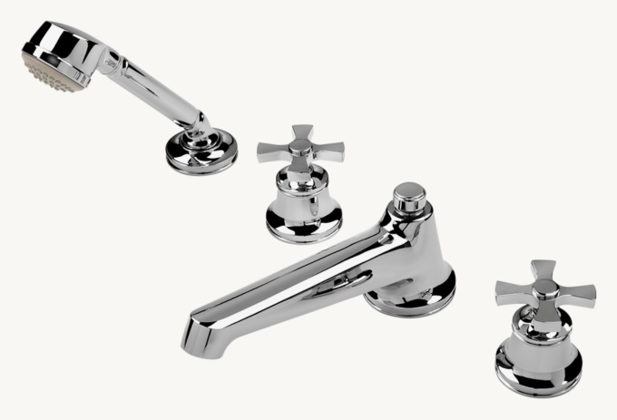Waterworks Transit Concealed Tub Filler With Handshower And Cross Handles