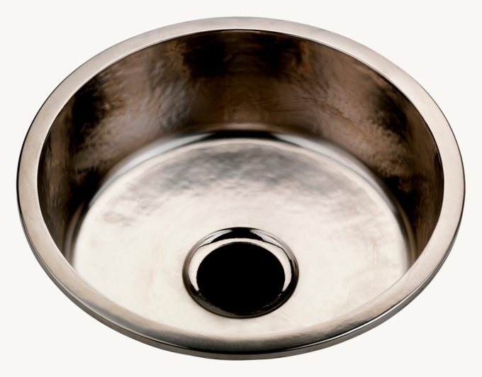 Waterworks Normandy Hammered Copper Round Kitchen Sink With Center Drain