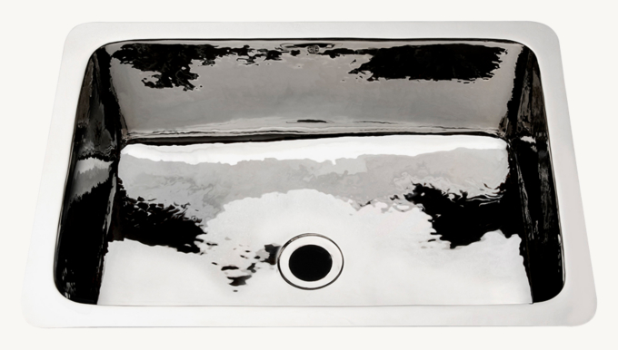 Waterworks Normandy Drop-In Or Undermount Rectangular Hammered Copper Lavatory Sink