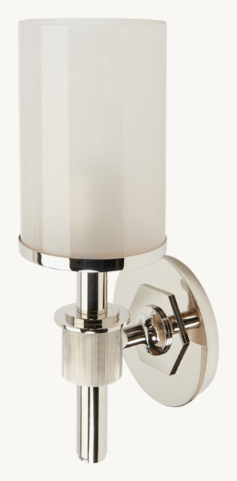 Waterworks Henry Wall-Mounted Single-Arm Sconce With Etched Glass Shade