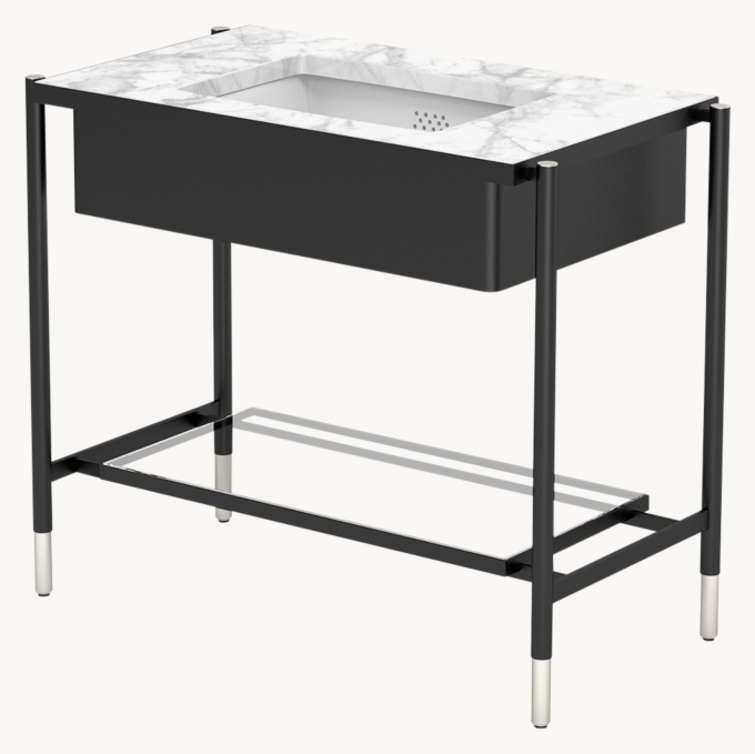 Waterworks Bond Metal Four-Leg Single Washstand