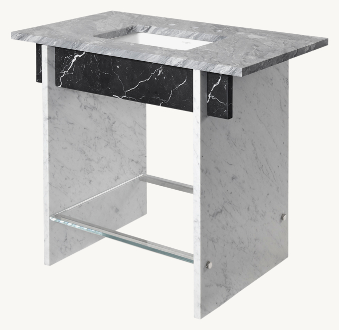 Waterworks Rhea Marble Two-Leg Single Washstand With Top And Sink 