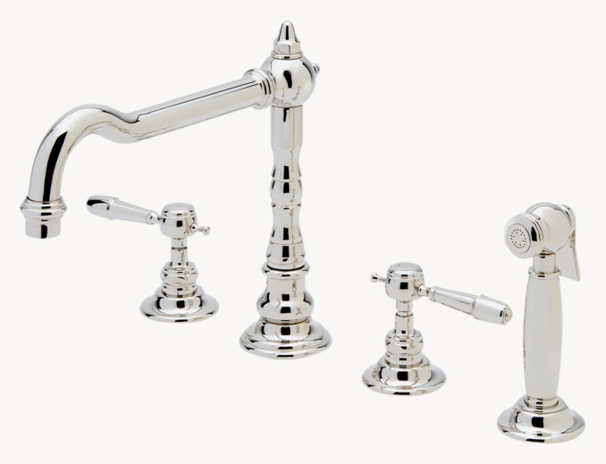 ◆タチカワ◆バーチカルブランド◆W430×H197◆O-2509BL6◆ Waterworks Julia Three-Hole High-Profile Kitchen Faucet, Metal