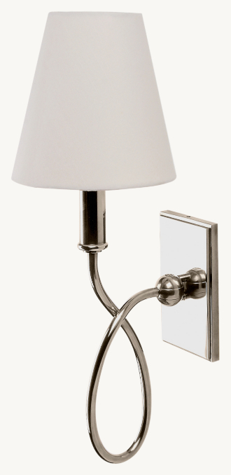 Waterworks Blue Note Wall-Mounted Single-Arm Sconce With Fabric Shade