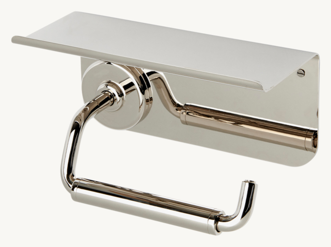 Waterworks Ludlow Volta One-Arm Paper Holder With 8 5/8\" Shelf