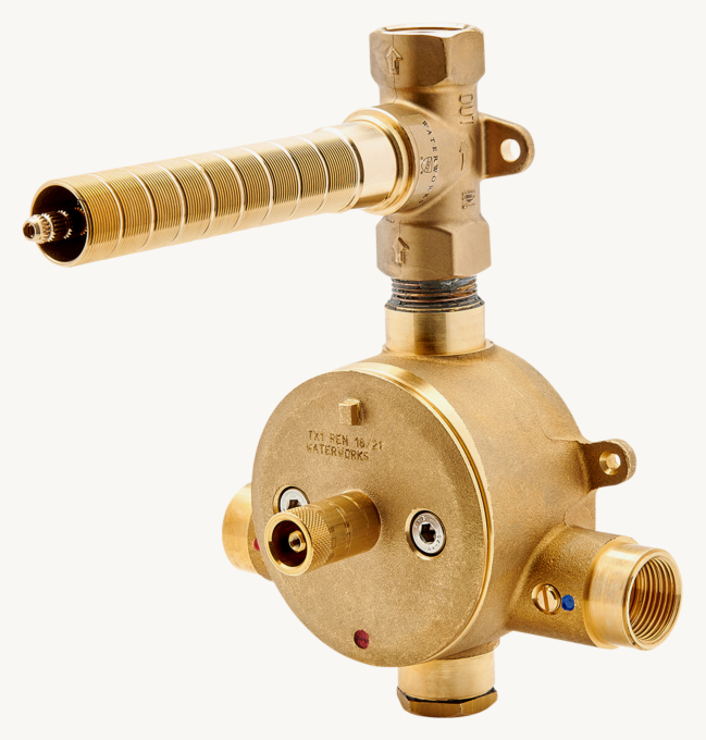 Waterworks Viaworks 3/4\" Thermostatic Valve With Integrated Volume-Control With 4 1/4\" Spread