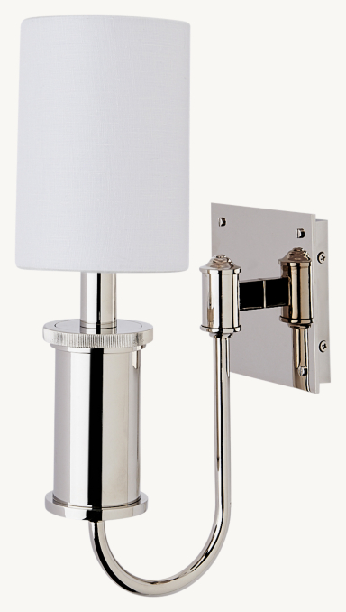 Waterworks Henry Chronos Wall-Mounted Single Swing-Arm Sconce With Linen Shade