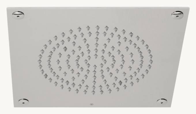 Waterworks Universal Recessed 10\" Square Rain Showerhead With Circular Spray Pattern