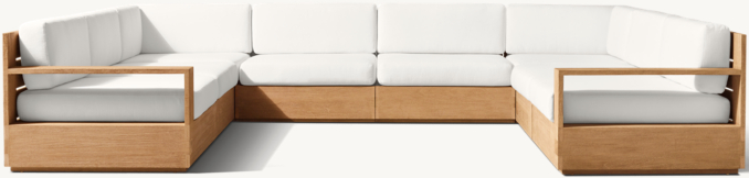 Front view of Marbella Teak Modular Customizable Sectional 