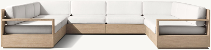 Front view of Marbella Teak Modular Customizable Sectional 