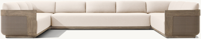 Front view of Sedona Cane Teak Customizable Sectional 