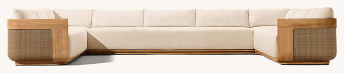 Front view of Sedona Cane Teak U-Sectional 