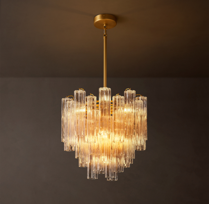 24" chandelier shown in Lacquered Burnished Brass.