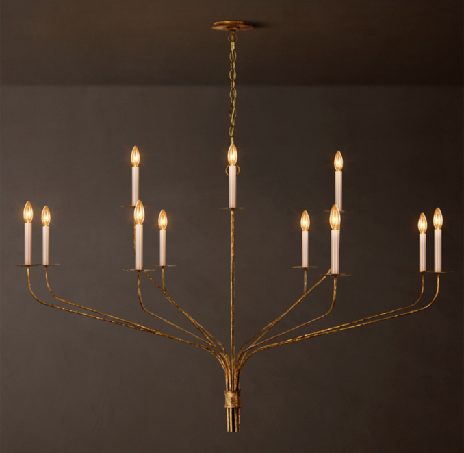 60" chandelier shown in Gilded Iron.