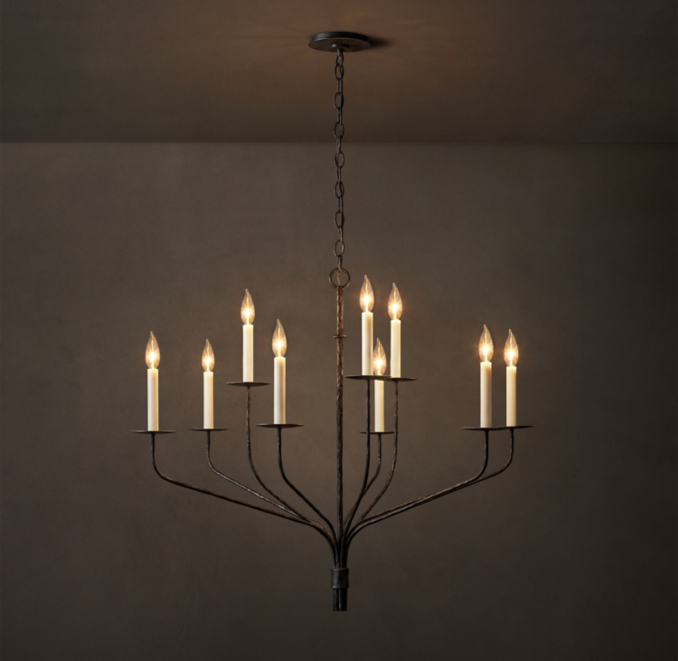 36" chandelier shown in Aged Iron.