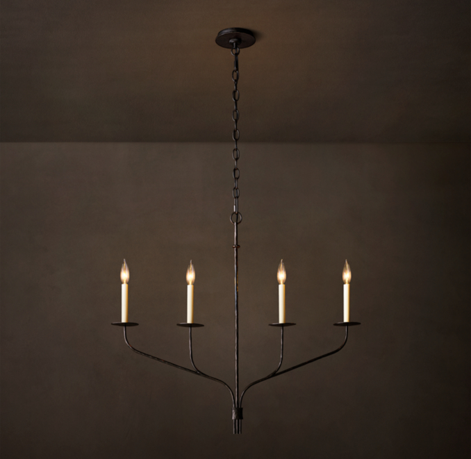 36" chandelier shown in Aged Iron.