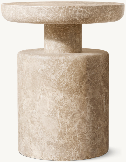 18" side table shown in Crema Emperador Marble.