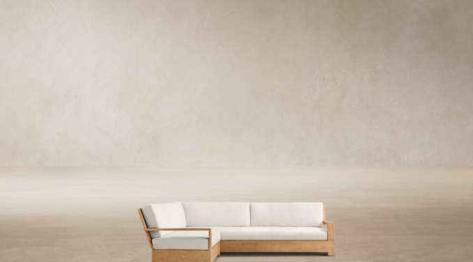 Front view of Belvedere Teak Customizable Sectional 