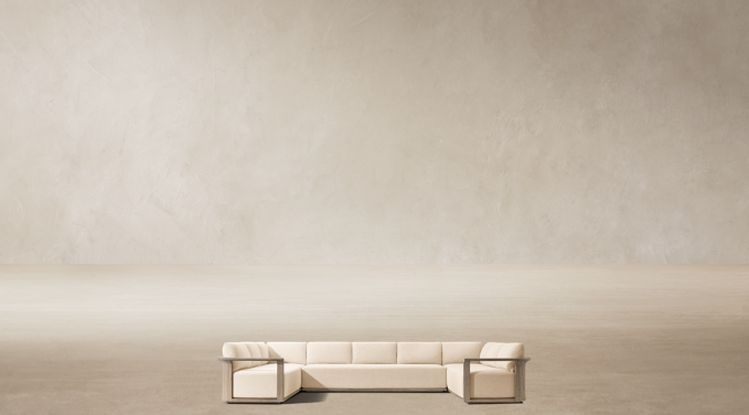 Front view of Lagos Teak Customizable Sectional 