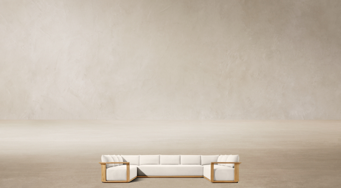 Front view of Lagos Teak U-Sectional 