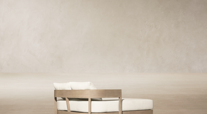 Three Quarter Back view of Balmain Teak Daybed 