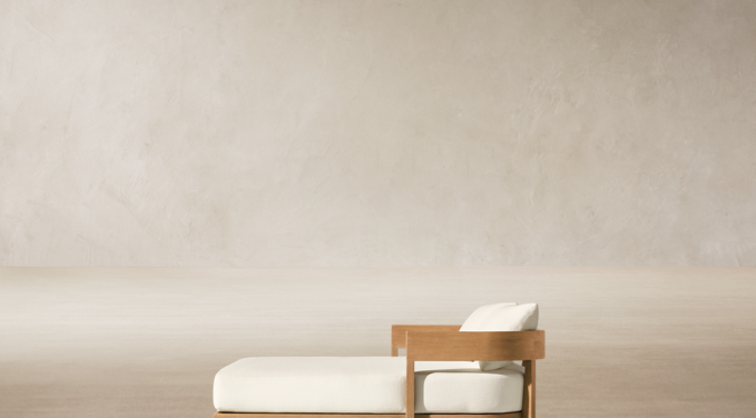 Three Quarter view of Balmain Teak Daybed 