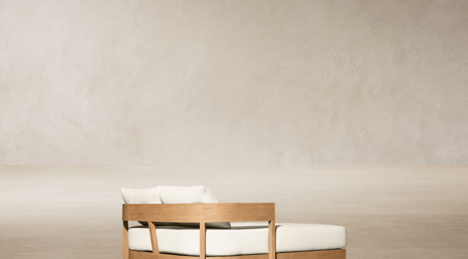 Three Quarter Back view of Balmain Teak Daybed - Frame Only 