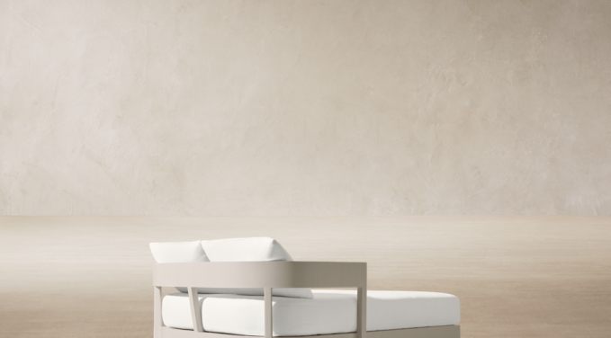 Three Quarter Back view of Balmain Aluminum Daybed 