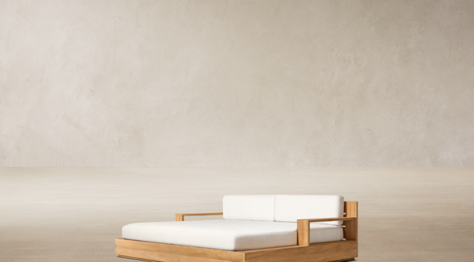 Three Quarter view of  Marbella Teak Daybed 