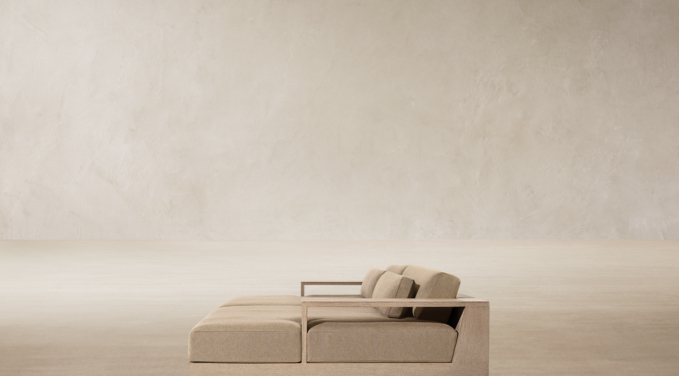 Three Quarter view of Cape Town Teak Modular Daybed 
