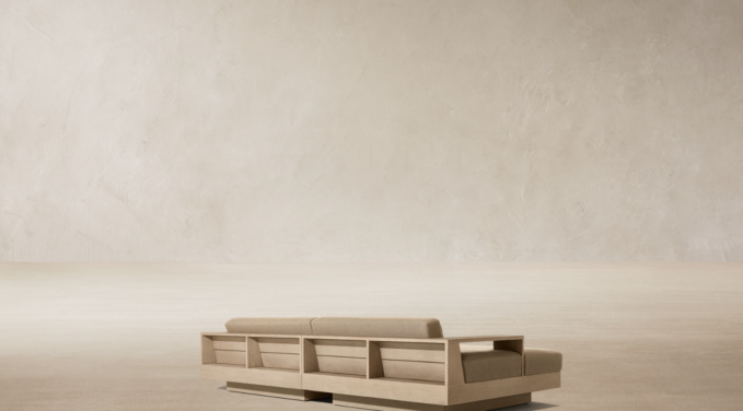 Three Quarter Back view of Cape Town Teak Modular Daybed 