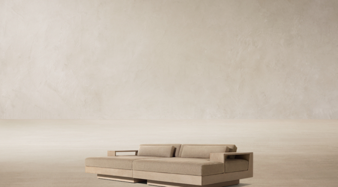 Three Quarter view of Cape Town Teak Modular Daybed 