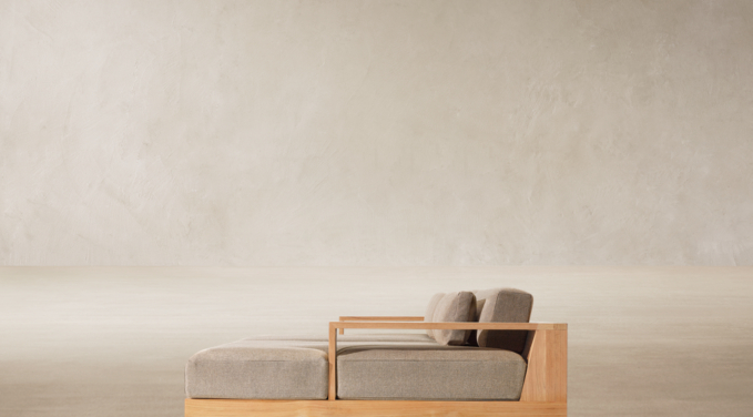 Three Quarter view of Cape Town Teak Modular Daybed 