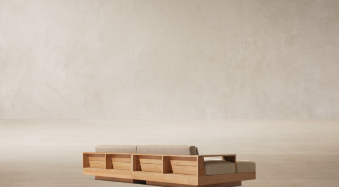 Three Quarter Back view of Cape Town Teak Modular Daybed 