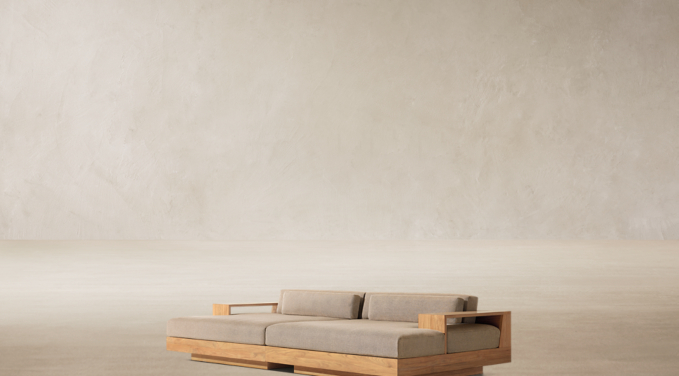 Three Quarter view of Cape Town Teak Modular Daybed 