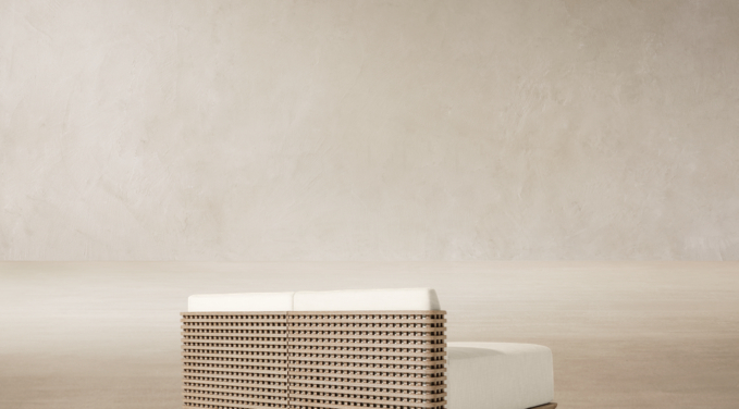 Three Quarter Back view of Trelica Teak Modular Daybed 