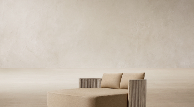 Three Quarter view of Byron Teak Daybed 