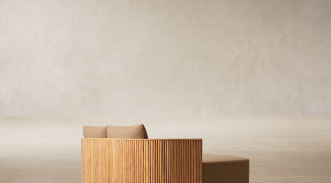 Three Quarter Back view of Byron Teak Daybed 