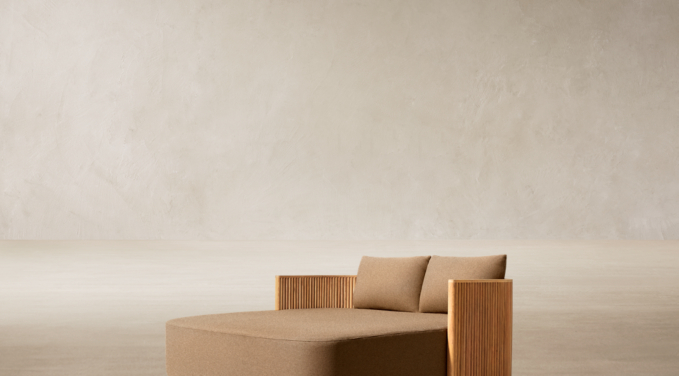 Three Quarter view of Byron Teak Daybed 