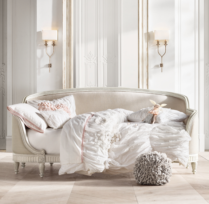 Belle Upholstered Daybed Antique Grey Mist RH Baby Child