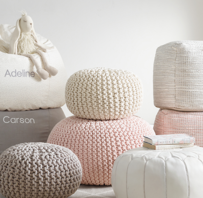 Knitted round pouf discount