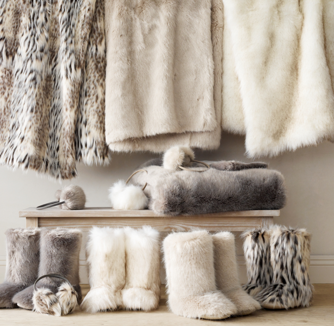 Restoration hardware faux fur popular throw